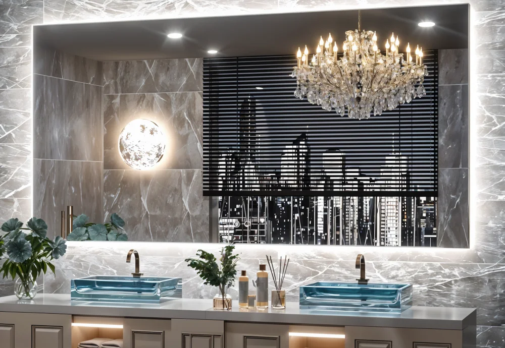 vanity with mirror and lights