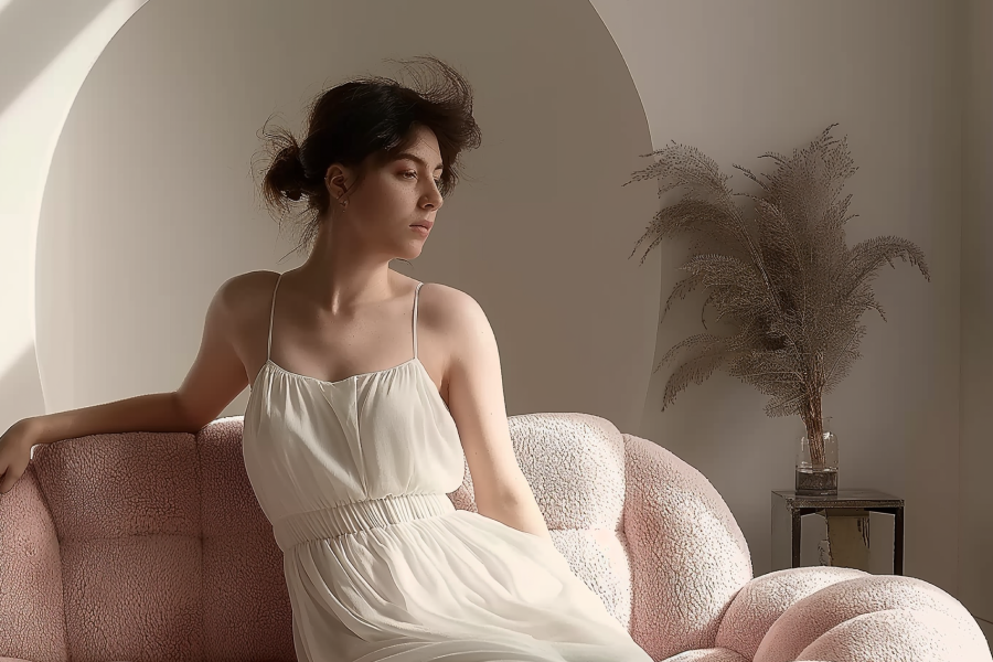 pink two seater sofa